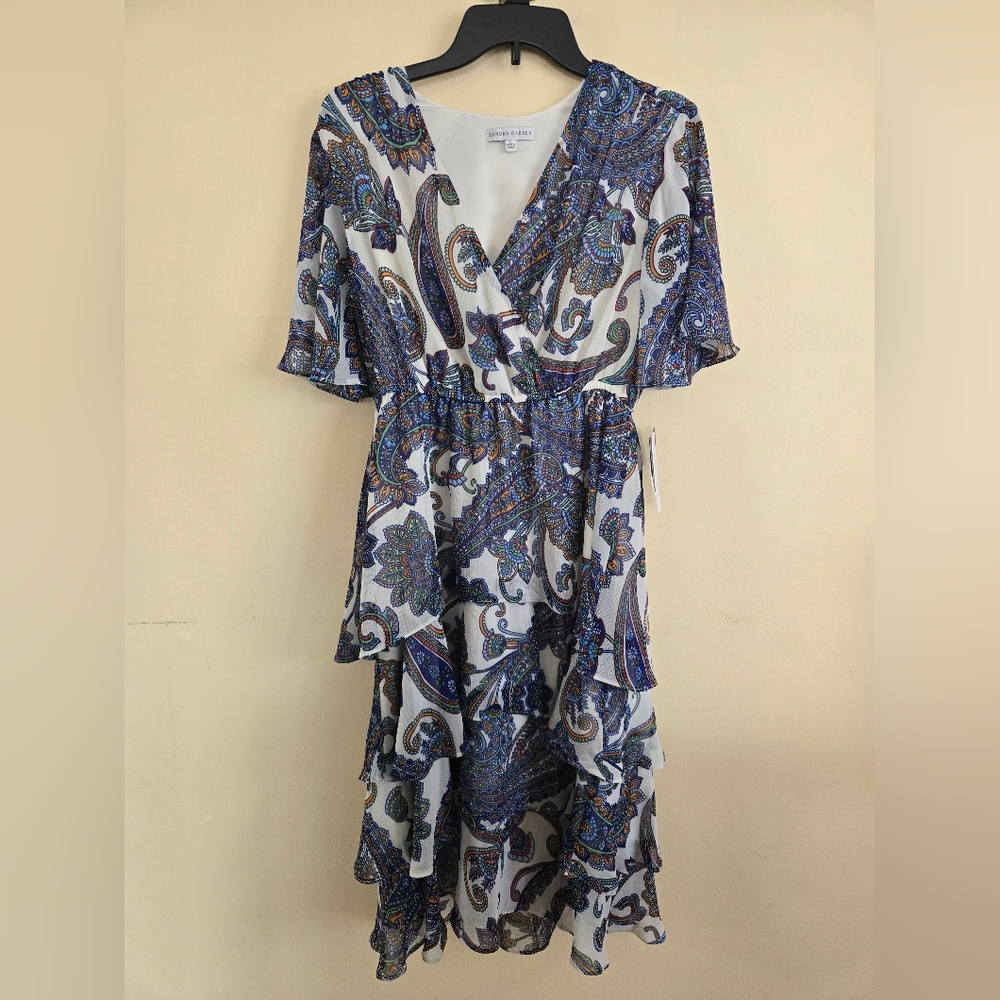 Sam Edelman White Paisley Print Ruffle Wrap Dress